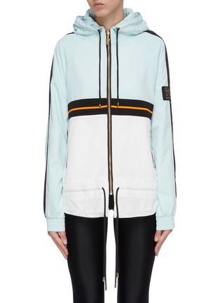 Main View - Click To Enlarge - P.E NATION - 'Man Up' colourblock stripe sleeve hooded track jacket