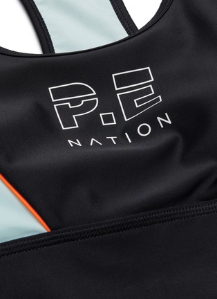 Detail View - Click To Enlarge - P.E NATION - 'Acceleration' logo print colourblock sports bra