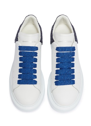 Detail View - Click To Enlarge - ALEXANDER MCQUEEN - 'Oversized Sneaker' in leather with coarse glitter collar