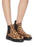 Figure View - Click To Enlarge - ALEXANDER MCQUEEN - Chunky outsole leopard print pony hair Chelsea boots