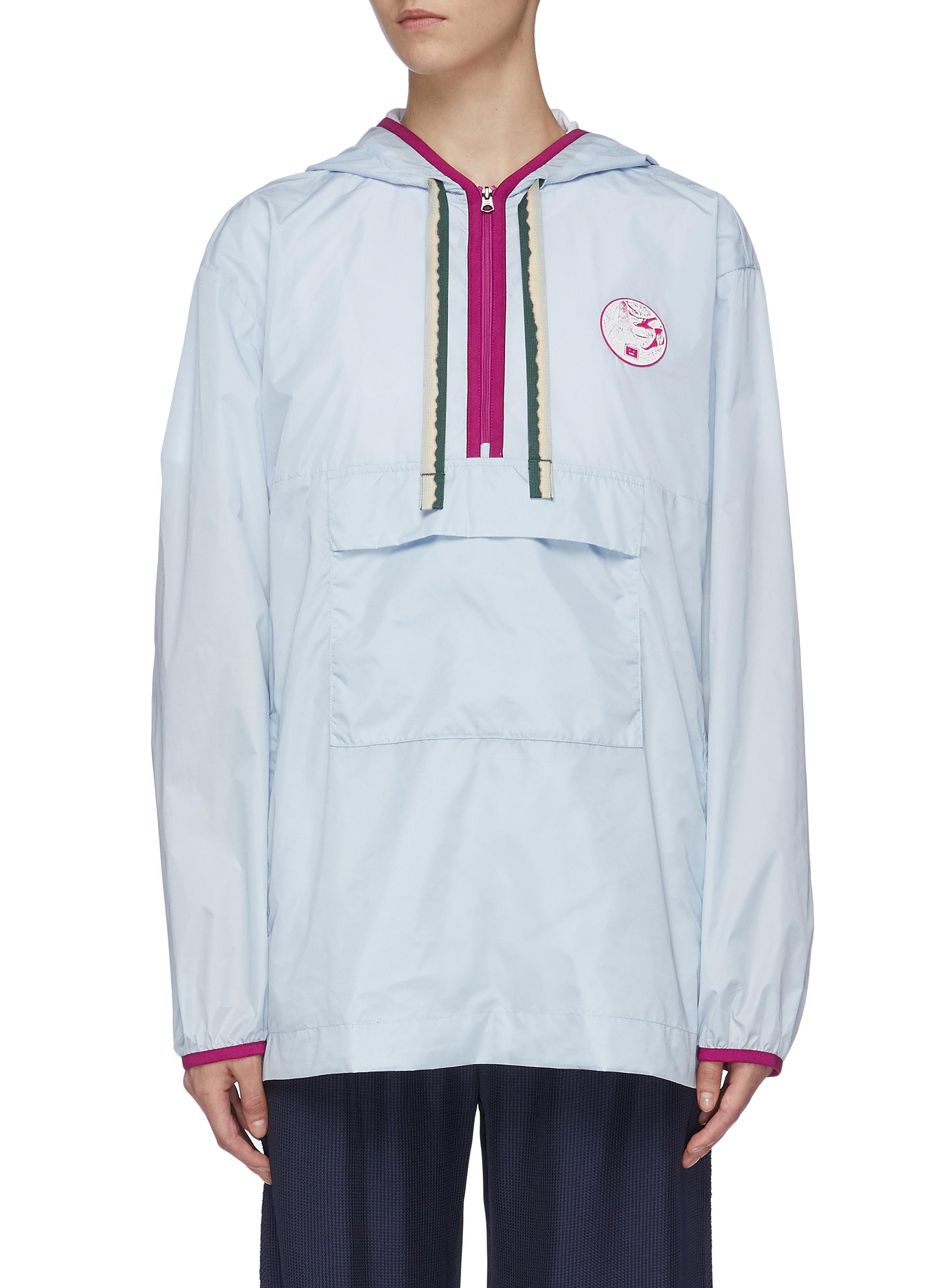 Graphic face patch hooded half-zip anorak by Acne Studios