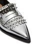 Detail View - Click To Enlarge - ALEXANDER MCQUEEN - Stud fringe mirror leather moccasins