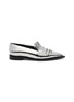 Main View - Click To Enlarge - ALEXANDER MCQUEEN - Stud fringe mirror leather moccasins