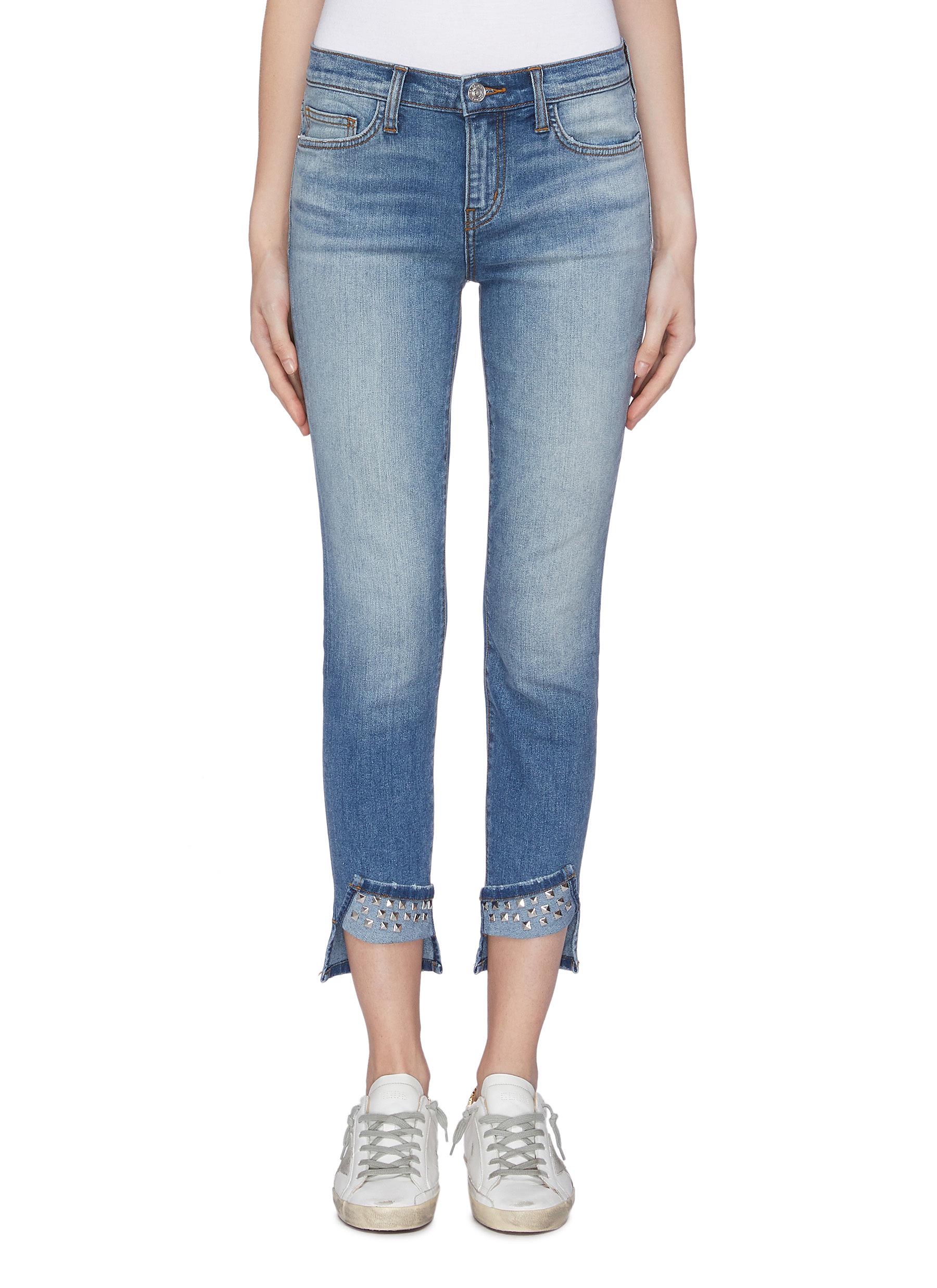 The Turnt Ankle Skinny Stiletto split studded cuff jeans by Current/Elliott