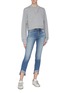 Figure View - Click To Enlarge - CURRENT/ELLIOTT - 'The Turnt Ankle Skinny Stiletto' split studded cuff jeans