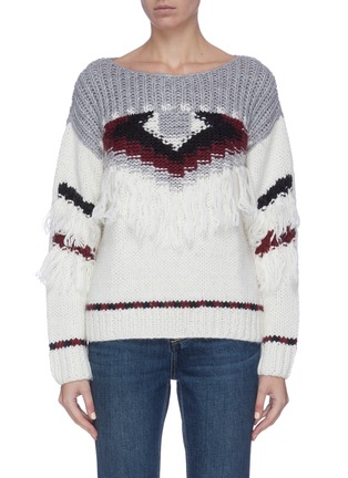 Main View - Click To Enlarge - CURRENT/ELLIOTT - 'The Rosemary' wool alpaca fringe sweater