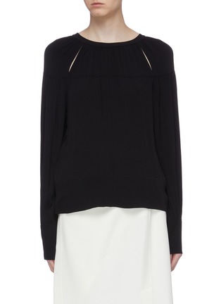 Main View - Click To Enlarge - PROENZA SCHOULER - Cutout yoke tie back crepe top