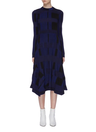 Main View - Click To Enlarge - PROENZA SCHOULER - Geometric jacquard flared knit midi dress