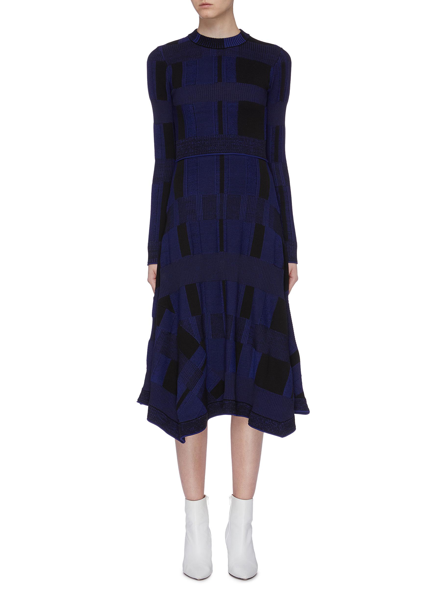 Click to view more detailed imagery on our partner's website Proenza Schouler Geometric Jacquard Flared Knit Midi Dress