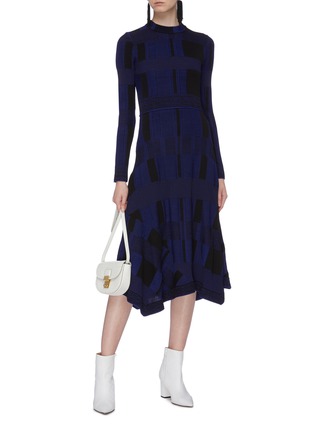 Figure View - Click To Enlarge - PROENZA SCHOULER - Geometric jacquard flared knit midi dress