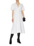 Figure View - Click To Enlarge - PROENZA SCHOULER - Puff sleeve ruched side V-neck dress