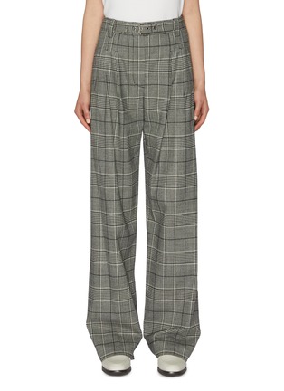 Main View - Click To Enlarge - PROENZA SCHOULER - Belted check plaid wide leg suiting pants