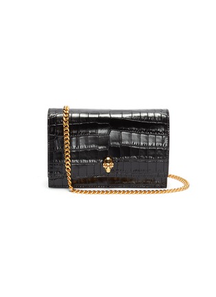 Main View - Click To Enlarge - ALEXANDER MCQUEEN - Croc embossed leather mini crossbody bag