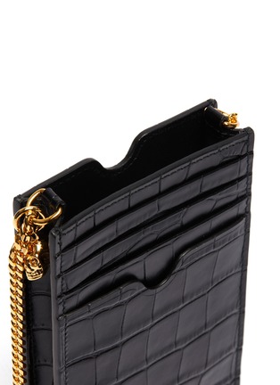 Detail View - Click To Enlarge - ALEXANDER MCQUEEN - Skull charm croc embossed leather phone chain wallet