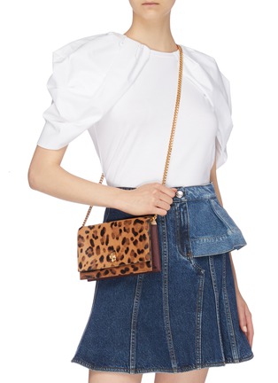 Figure View - Click To Enlarge - ALEXANDER MCQUEEN - Leopard print ponyhair and leather mini crossbody bag
