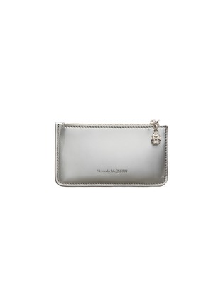 Main View - Click To Enlarge - ALEXANDER MCQUEEN - Skull charm patent leather zip card holder