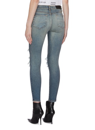 Back View - Click To Enlarge - AMIRI - 'MX1' pleated leather patch ripped skinny jeans