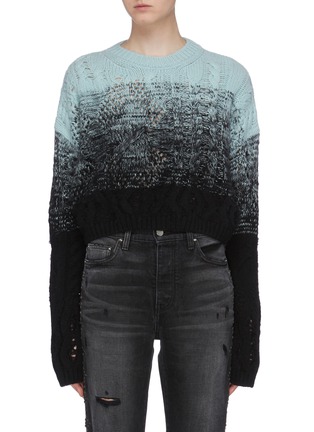 Main View - Click To Enlarge - AMIRI - Ombre oversized cropped cable knit sweater