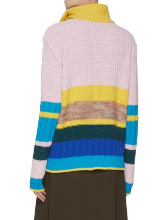 Back View - Click To Enlarge - ZI II CI IEN - Scarf panel colourblock stripe mix knit sweater