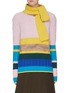 Main View - Click To Enlarge - ZI II CI IEN - Scarf panel colourblock stripe mix knit sweater
