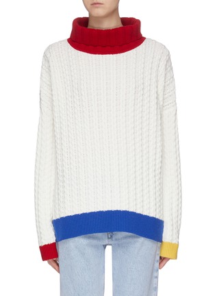 Main View - Click To Enlarge - ZI II CI IEN - Layered back colourblock hem oversized sweater