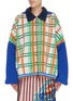 Main View - Click To Enlarge - ZI II CI IEN - x Woolmark hooded colourblock sleeve check plaid knit jacket