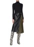 Figure View - Click To Enlarge - CÉDRIC CHARLIER - Buckled side asymmetric colourblock skirt