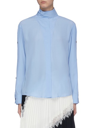 Main View - Click To Enlarge - CÉDRIC CHARLIER - Bow back button sleeve mock neck blouse