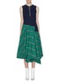 Main View - Click To Enlarge - CÉDRIC CHARLIER - Belted asymmetric pleated check plaid sleeveless dress