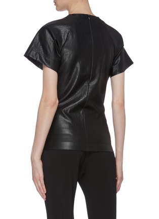 Back View - Click To Enlarge - CÉDRIC CHARLIER - Asymmetric zip front faux leather blouse