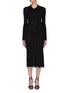 Main View - Click To Enlarge - CHRISTOPHER ESBER - Double button front rib knit long sleeve midi dress