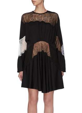 Main View - Click To Enlarge - CHRISTOPHER ESBER - Lace insert gathered mini dress