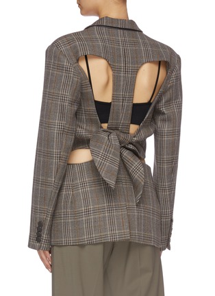 Back View - Click To Enlarge - CHRISTOPHER ESBER - Tie cutout back check plaid blazer