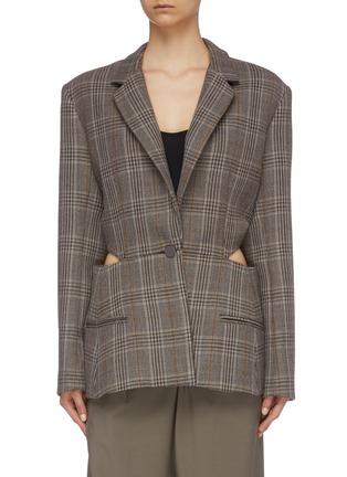 Main View - Click To Enlarge - CHRISTOPHER ESBER - Tie cutout back check plaid blazer