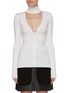 Main View - Click To Enlarge - DION LEE - Pierced cutout yoke Merino wool blend knit turtleneck top