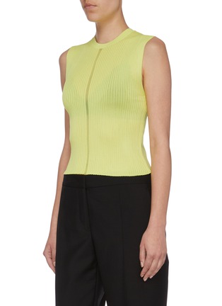 Front View - Click To Enlarge - DION LEE - 'Outline' sheer back cropped sleeveless rib knit top