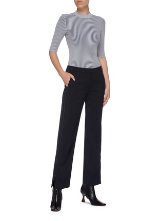 Figure View - Click To Enlarge - DION LEE - 'Shadow Stripe' rib knit top