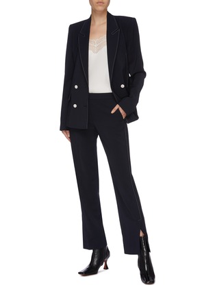 Figure View - Click To Enlarge - DION LEE - 'Pinstitch' split cuff contrast topstitching suiting pants
