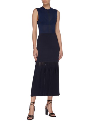 Figure View - Click To Enlarge - DION LEE - 'Outline' sheer back cropped sleeveless rib knit top