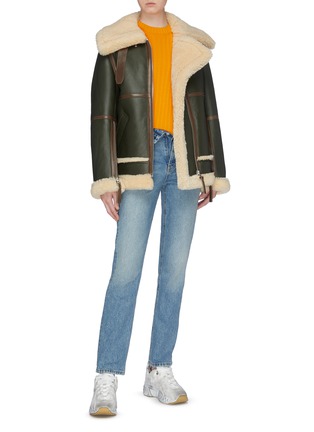 Figure View - Click To Enlarge - ACNE STUDIOS - Panelled oversized boxy shearling jacket