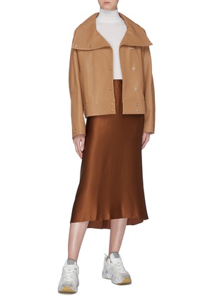 Figure View - Click To Enlarge - ACNE STUDIOS - Button shawl collar leather jacket