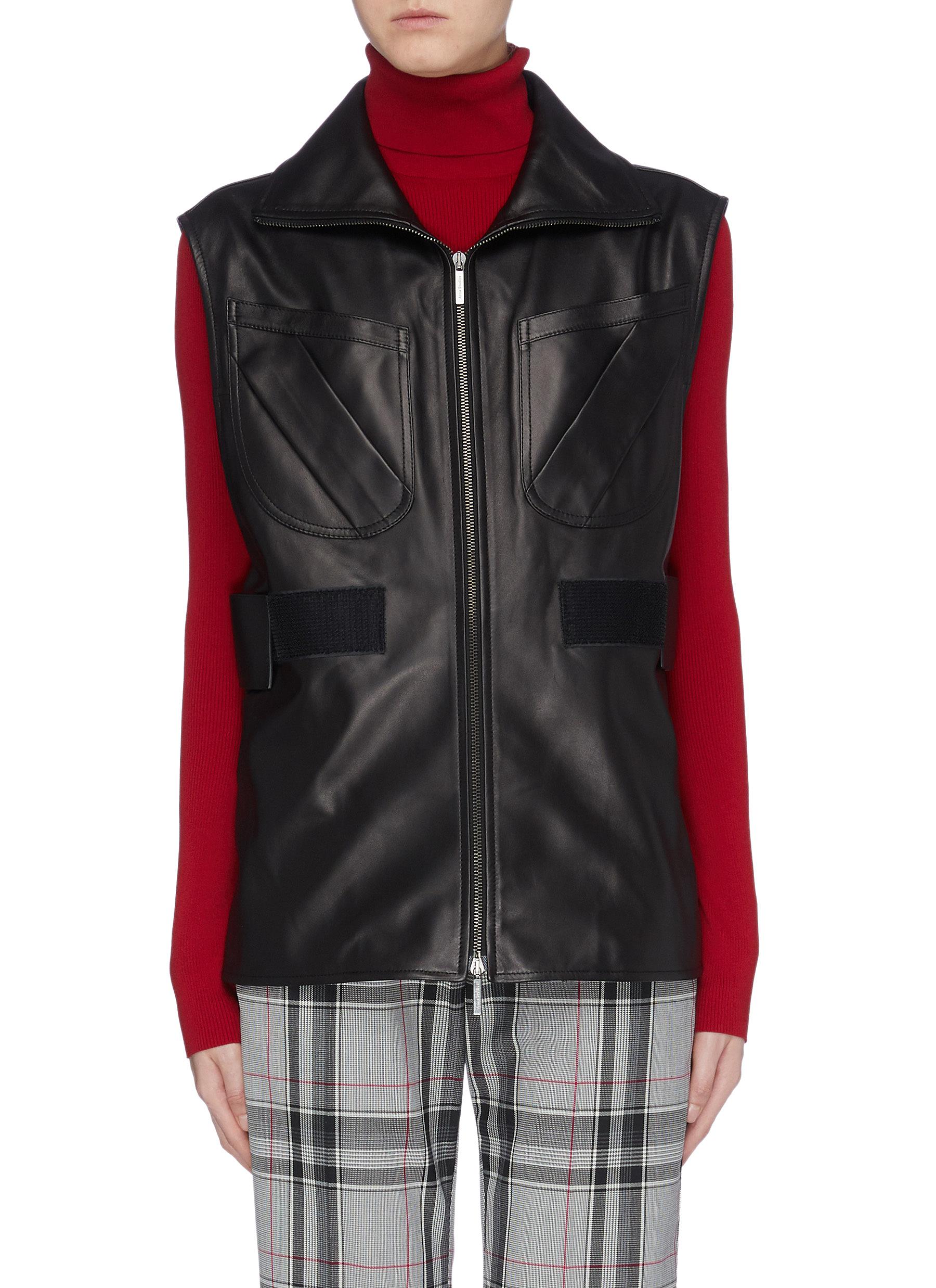 Patch pocket shirred waist leather gilet by Acne Studios