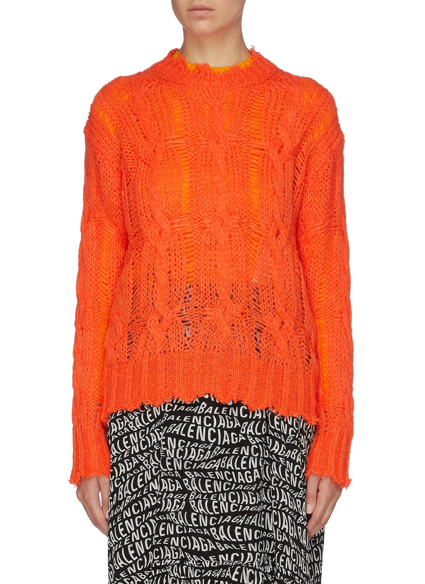 Distressed edge open cable knit sweater by Acne Studios