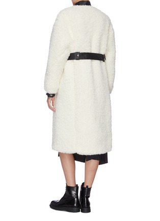 Back View - Click To Enlarge - ACNE STUDIOS - Leather trim faux shearling coat