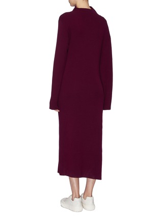 Back View - Click To Enlarge - FFIXXED STUDIOS - Asymmetric sleeve wool rib knit turtleneck dress