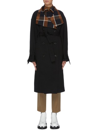 Main View - Click To Enlarge - FFIXXED STUDIOS - Belted check plaid layered trench coat