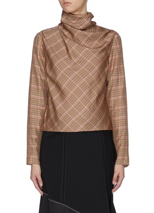 Main View - Click To Enlarge - FFIXXED STUDIOS - Check plaid twist turtleneck top