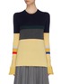 Main View - Click To Enlarge - ENFÖLD - Tiered ruffle cuff colourblock stripe wool sweater