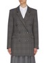 Main View - Click To Enlarge - ENFÖLD - Tie open back houndstooth check plaid double breasted blazer