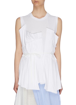 Main View - Click To Enlarge - ENFÖLD - Tie pleated panelled sleeveless top